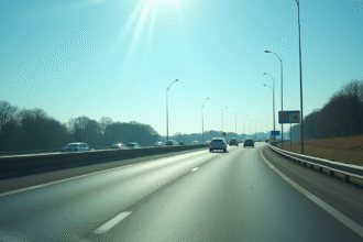 Autoroute française en journée avec voitures modernes