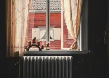 kerosene heater by window during daytime