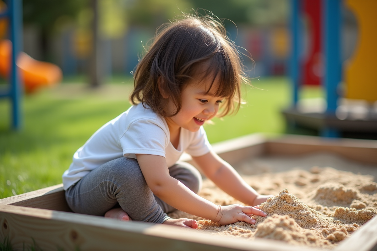 Jeune fille jouant dans le sable lors d