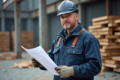 Ouvrier en tenue de chantier en extérieur