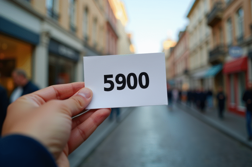 Gros plan d'une main tenant une enveloppe avec le code postal 59000 à Lille